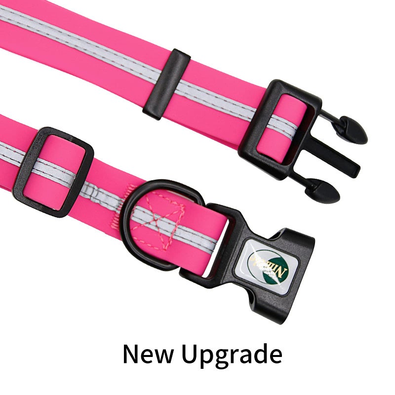 NIMBLE Dog Collar Waterproof Pet Collars Anti-Odor Durable Adjustable PVC & Polyester Soft with Reflective Cloth Stripe Basic Dog Collars S/M/L Sizes (Medium (11.81â€-18.5â€inches), Pink) - Image 5